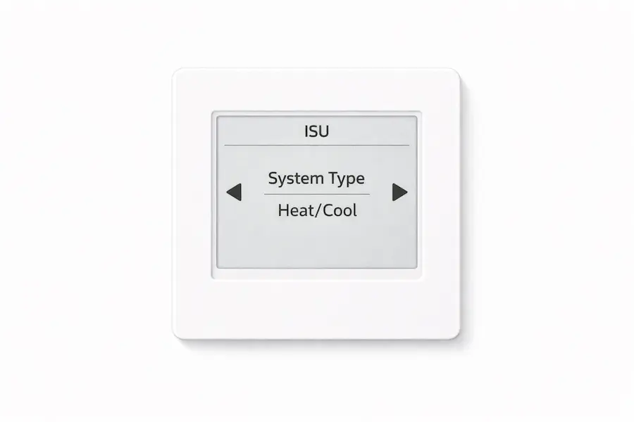 Honeywell T1 Pro installer setup ISU menu screen showing system type setting