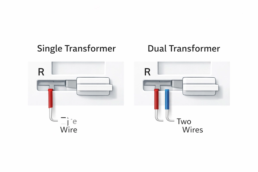 Honeywell T4 Pro Thermostat Manual: Setup, Wiring and User Guide Explained 4 R Slider Tab positions on Honeywell T4 Pro UWP wall plate