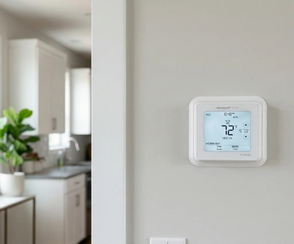 Honeywell Pro Series Thermostat Manual (T6, T4 & T1 Models Explained) 2 Honeywell Pro Series thermostat installed on wall