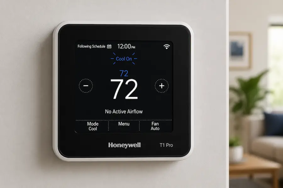 Honeywell thermostat showing Cool On flashing during compressor delay
